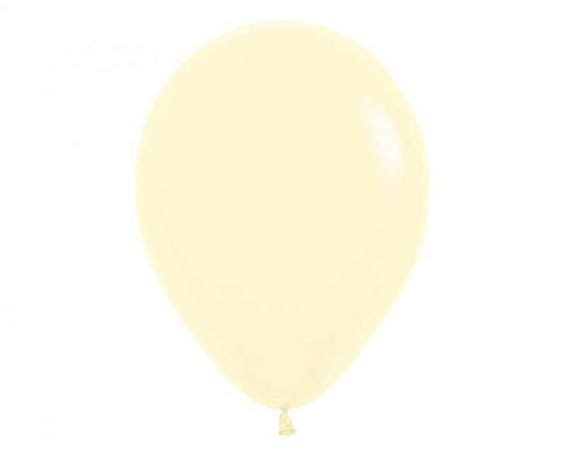 Pack of 100 vibrant 30cm pastel matte yellow latex balloons, perfect for celebrations like parties and weddings.