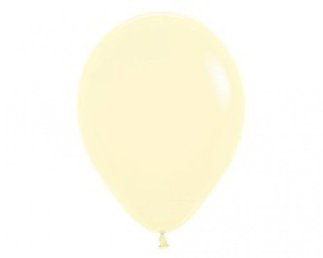 Pack of 50 pastel matte yellow latex balloons, ideal for vibrant celebrations and stylish decor.