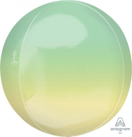 Orbz Balloon XL in ombre yellow to green, perfect for vibrant party decor and elegant celebrations.