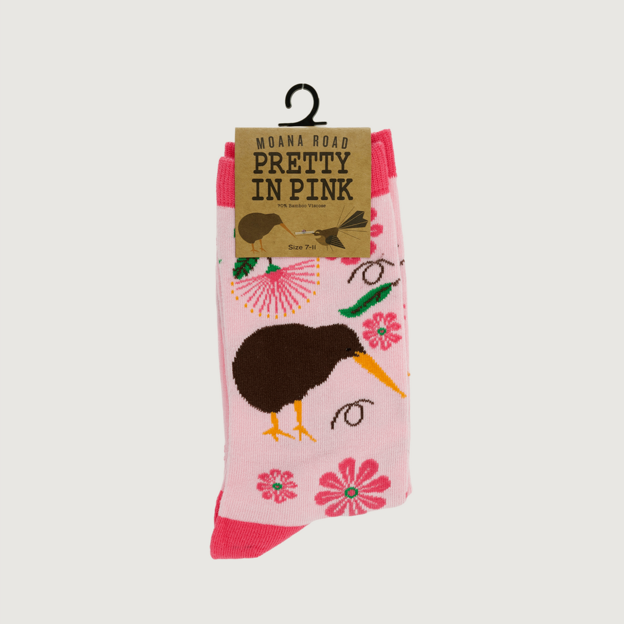 Moana Road - Jacquard Adult Socks - Pretty in Pink (Size 7-11) - Pack of 6