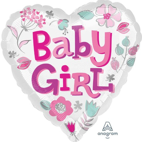 Balloon - 45cm Standard Hx Baby Girl Heart