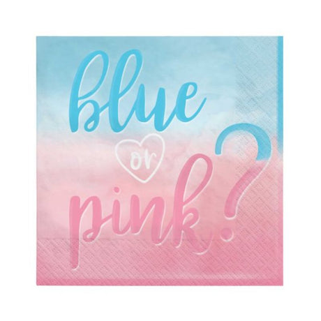 Colorful Big Reveal lunch napkins pack of 16, perfect for celebrations and parties.