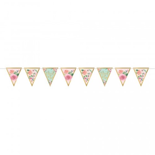 Mint To Be Pennant Banner with 24 decorative flags on a 4.5m ribbon, perfect for mint-themed celebrations.