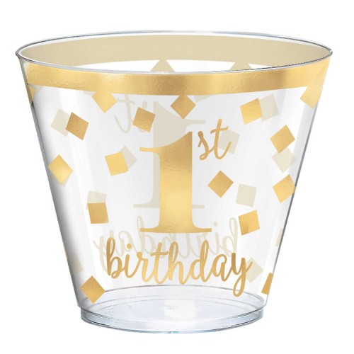 Vibrant 9oz tumblers with hot-stamped 1st birthday motifs, perfect for celebrating your child's milestone with guests.