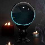 Teal Large Crystal Ball on Wooden Stand 130mm