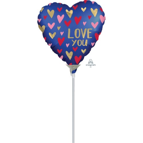 "4""/10cm Satin Navy & Gold Love You