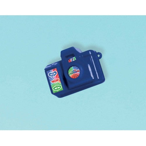 Mini PJ Masks camera toy for kids, perfect for superhero-themed parties and encouraging creativity and play.