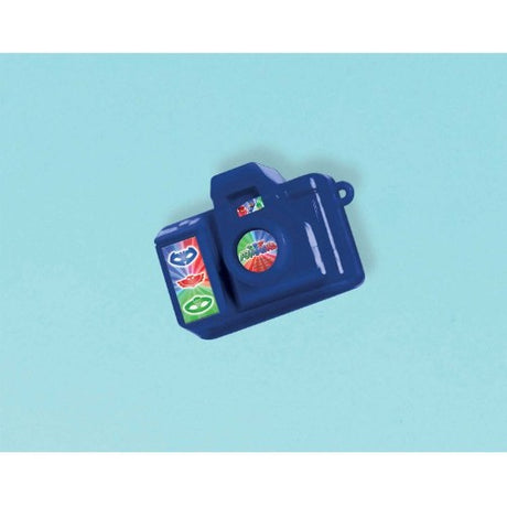 Mini PJ Masks camera toy for kids, perfect for superhero-themed parties and encouraging creativity and play.