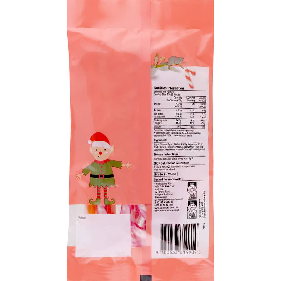 Woolworths Candy Canes Assorted 125g