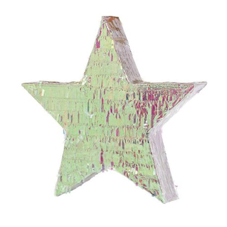Iridescent star-shaped piñata, 46.99cm, perfect for celebrations, filled with candies or toys, doubles as decor.