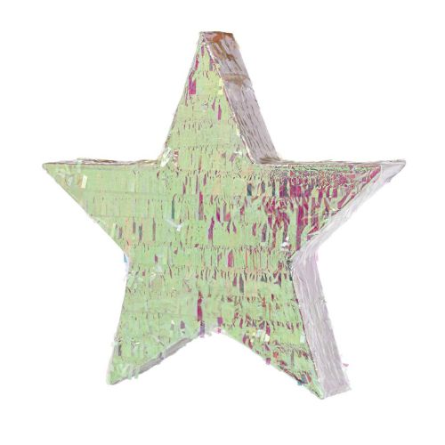Iridescent star-shaped piñata, 46.99cm, perfect for celebrations, filled with candies or toys, doubles as decor.