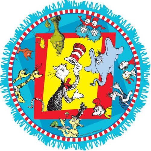 Dr. Seuss themed string pull pinata, 35x35x9cm, perfect for fun party celebrations.