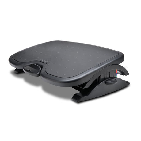 Kensington Footrest Solemate Plus with adjustable height and non-slip surface for ergonomic workplace comfort.