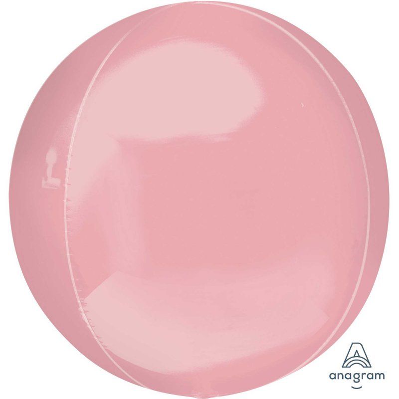 38cm x 40cm Pastel Pink Orbz Foil Balloon, self-sealing, perfect for celebrations like birthdays and baby showers.