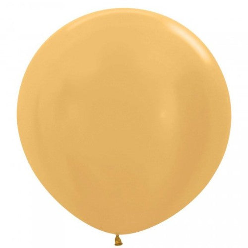 Pack of 3 Sempertex 60cm metallic gold latex balloons, perfect for elegant party decor and celebrations.