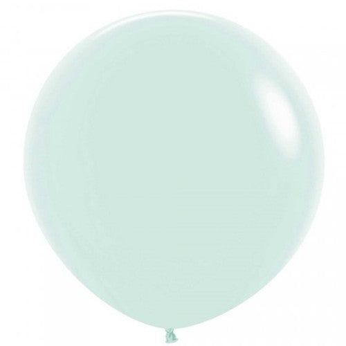 Pack of 3 elegant 60cm pastel matte green latex balloons for stylish celebrations and versatile decorations.