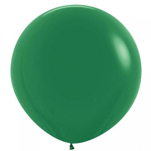 Pack of 3 Sempertex 60cm forest green latex balloons, perfect for elegant decorations at parties and events.