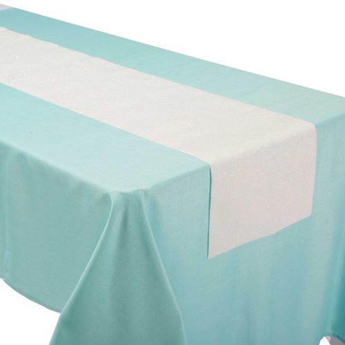 Iridescent linen table runner measuring 33cm x 1.82m, perfect for adding glamour to any dining occasion.