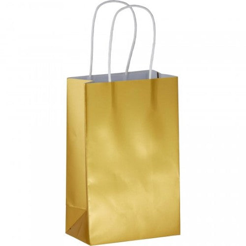 Elegant mini paper gold bag with handle, perfect for luxury gift-giving on special occasions.