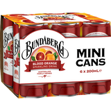 Bundaberg Blood Orange Sparkling Drink Mini Cans 6 x 200ml