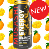 Musashi Zero Sugar Mango Flavour Energy Drink 12 x 500ml