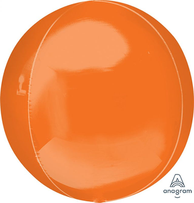Vibrant orange Orbz XL foil balloon, 38cm x 40cm, perfect for festive celebrations and unique decor.