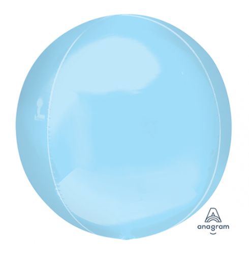 Pastel blue Orbz Balloon XL, 38cm x 40cm, self-sealing foil, perfect for elegant celebrations and eye-catching displays.