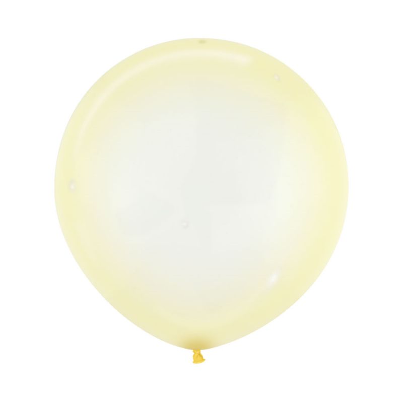 Pack of 3 crystal pastel yellow balloons, 60cm, perfect for parties and celebrations, durable and easy to inflate.