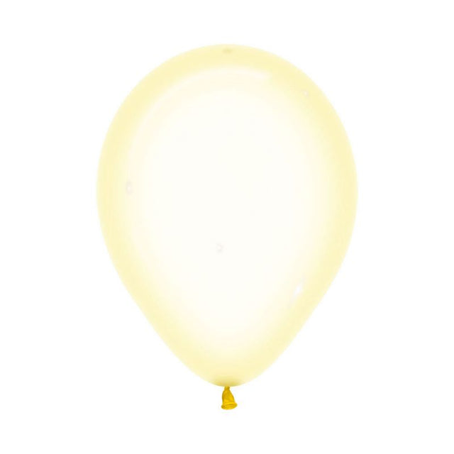 Pack of 100 pastel yellow 30cm balloons, perfect for celebrations and event decor.