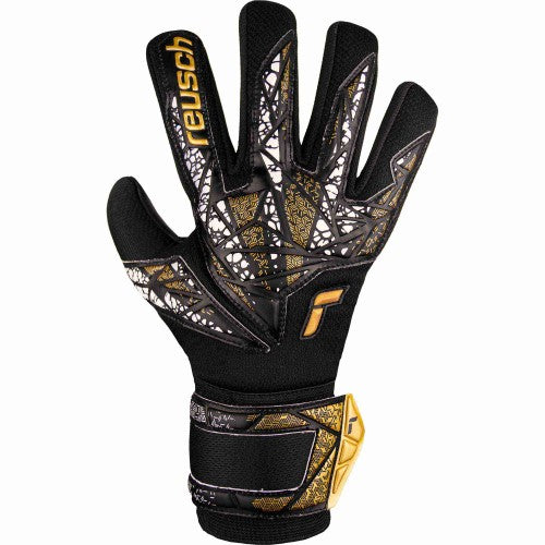 Gloves  - Reusch Silver NC Finger Support - Black/Gold/White - Size 8