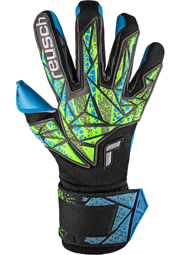 Gloves  - Reusch Attrakt Aqua - Black/Lime/Blue - Size 9