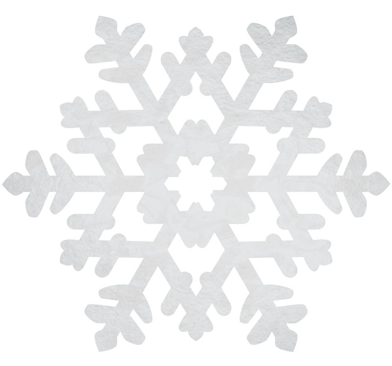 Large 38cm snowflake foil cutout, perfect for winter decor and festive celebrations, adds sparkle to any setting.