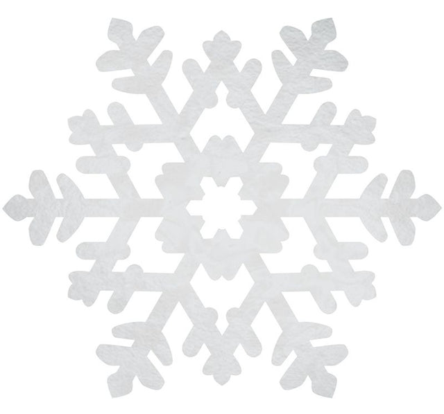 Large 38cm snowflake foil cutout, perfect for winter decor and festive celebrations, adds sparkle to any setting.