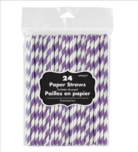 Bright Royal Blue paper straws, 19cm long, eco-friendly, pack of 24, perfect for parties and celebrations.