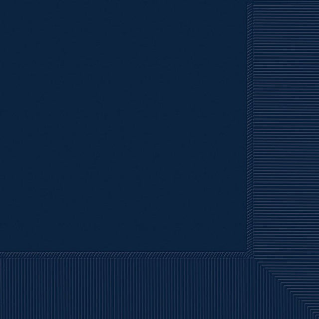 Navy beverage napkins in a 50-pack, 2-ply for durability, perfect for any occasion and stylish table settings.