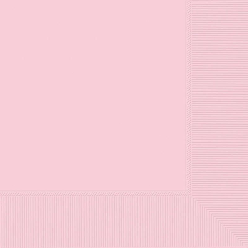 Pack of 50 blush pink 2-ply lunch napkins, combining durability with elegance for all dining occasions.