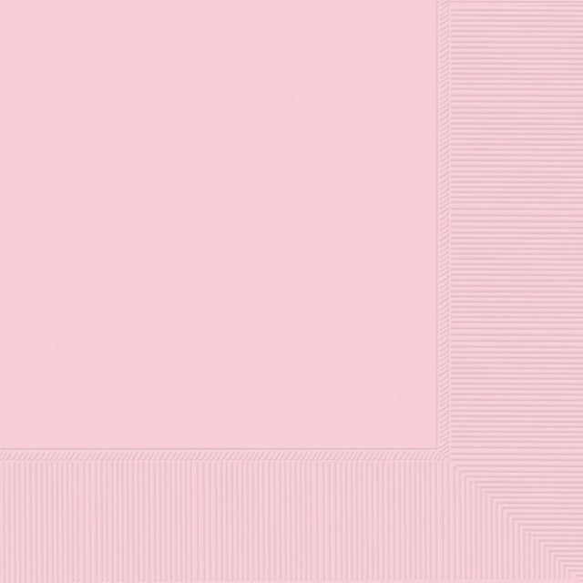 Pack of 50 blush pink 2-ply lunch napkins, combining durability with elegance for all dining occasions.