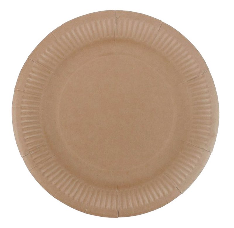 Eco-friendly 9-inch kraft paper plates, pack of 12, perfect for parties and picnics, sturdy and biodegradable.