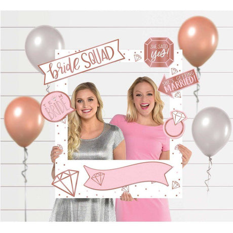 Blush customizable giant photo frame kit for weddings, includes 15 frames and themed cutouts for memorable photo opportunities.