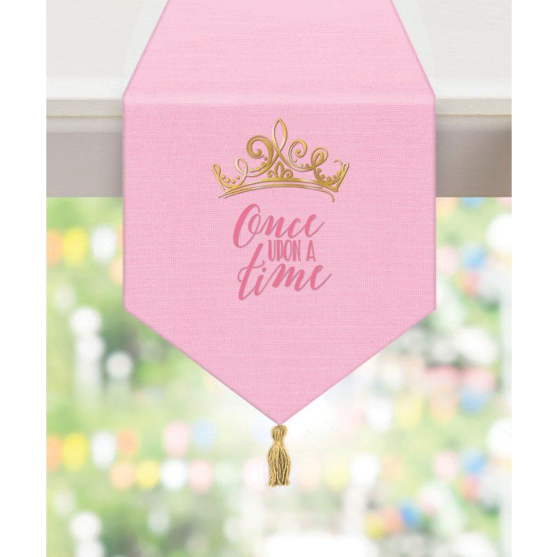 Enchanting Disney Princess table runner featuring Cinderella, Belle, and Ariel, perfect for themed dining and celebrations.