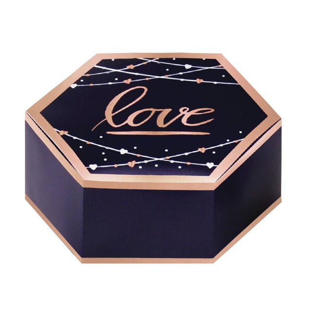 Elegant navy bride favor boxes with hot stamping, perfect for weddings or special events, pack of 8, measuring 8cm x 3cm x 7cm.