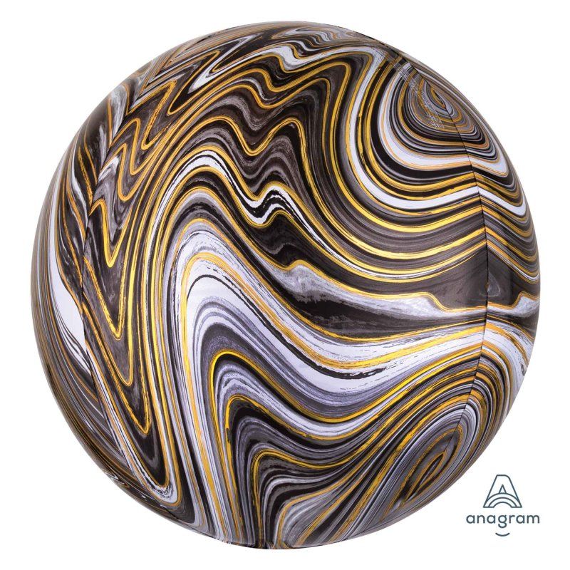 Elegant 38cm XL black marble foil balloon, perfect for parties and special events, self-sealing for easy use.