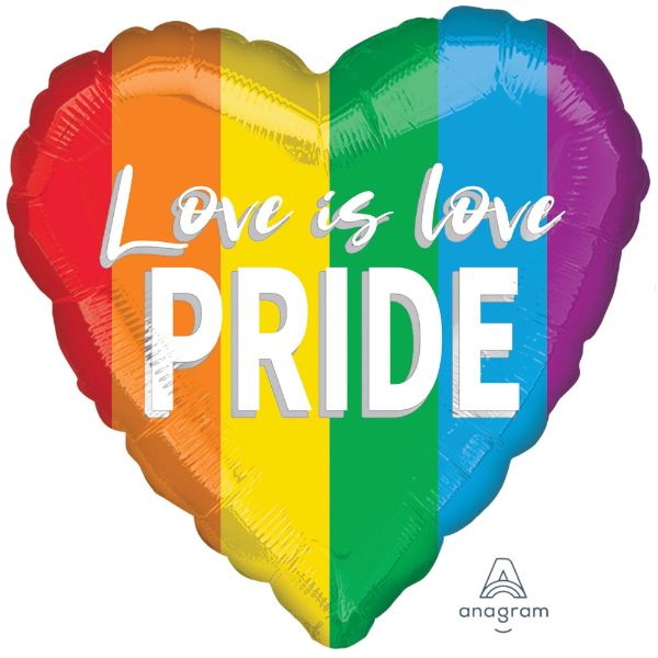 Vibrant 45cm pride heart balloon with rainbow colors, perfect for LGBTQ+ celebrations and spreading love and inclusion.