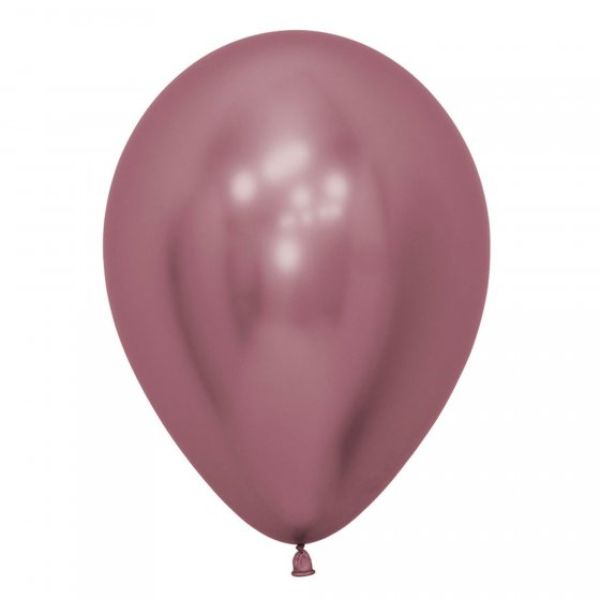Pack of 50 Sempertex 30cm Metallic Reflex Pink balloons, perfect for elegant party decorations and versatile crafting.