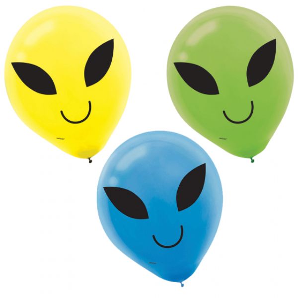 Vibrant 30cm space-themed latex balloons pack of 15, perfect for fun birthday celebrations and decorations.
