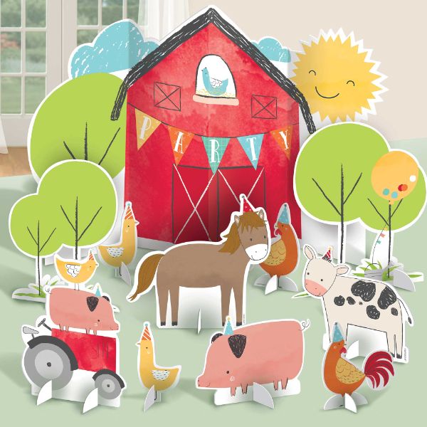 Barnyard Birthday Table Decorating Kit with colorful centerpieces and farm-themed accents for a delightful kids' party.