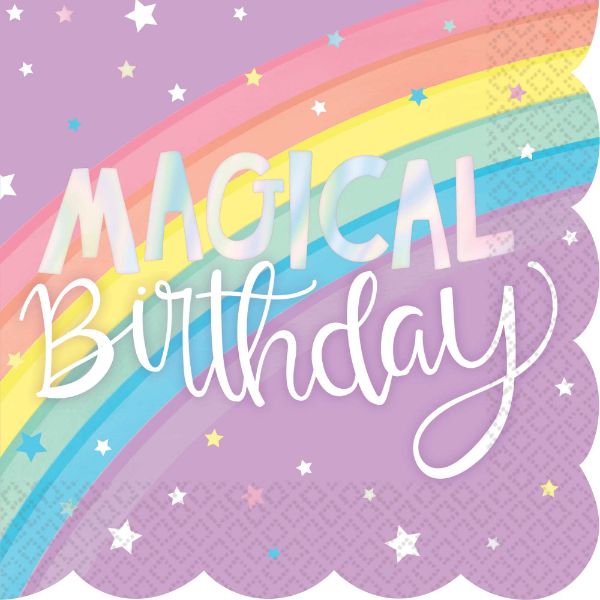 Magical Rainbow BirthdayBeverage Napkins (Pack of 16)