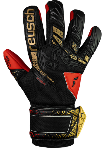 Gloves  - Attrakt Freegel Silver Junior - Black/Gold/Fiery Red Size 7