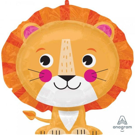 SuperShape XL Lion foil balloon, 60cm x 53cm, vibrant centerpiece for parties and celebrations, self-sealing for easy display.