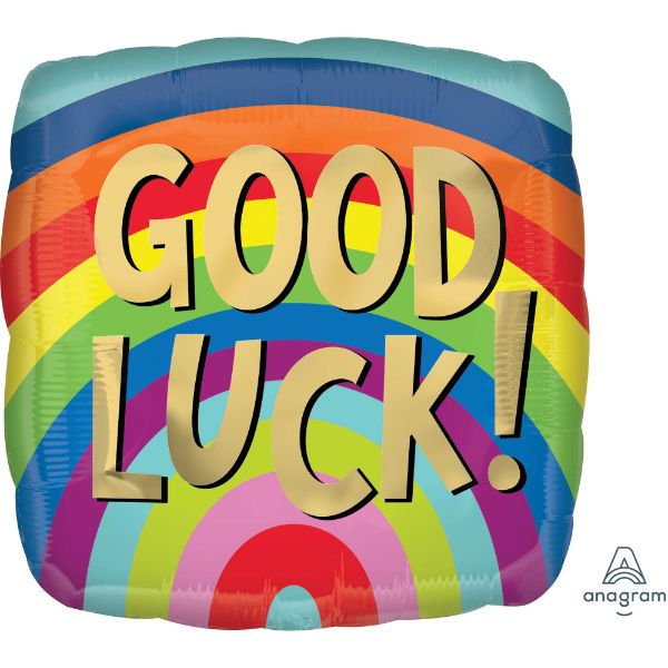 45cm Good Luck Rainbow Stripes Balloon in vibrant colors, perfect for festive celebrations and durable for prolonged use.